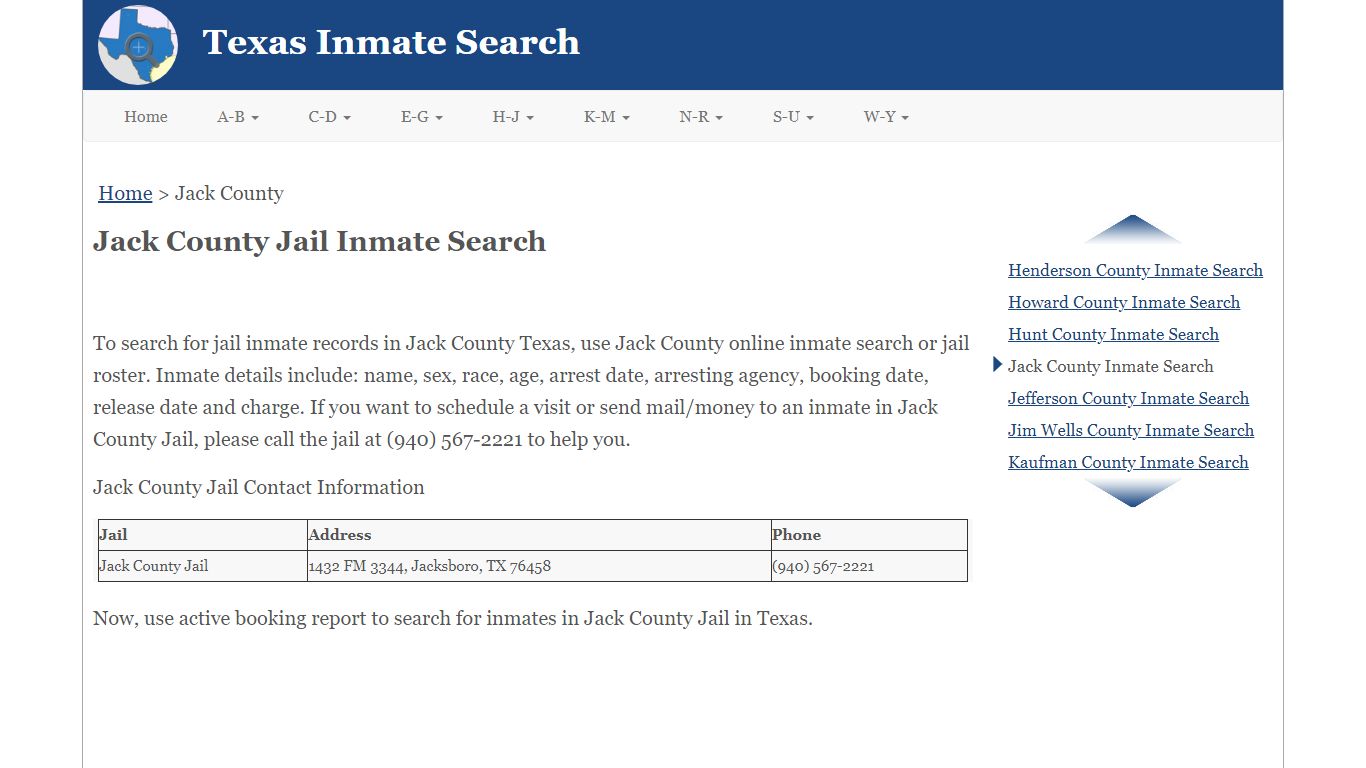 Jack County Jail Inmate Search
